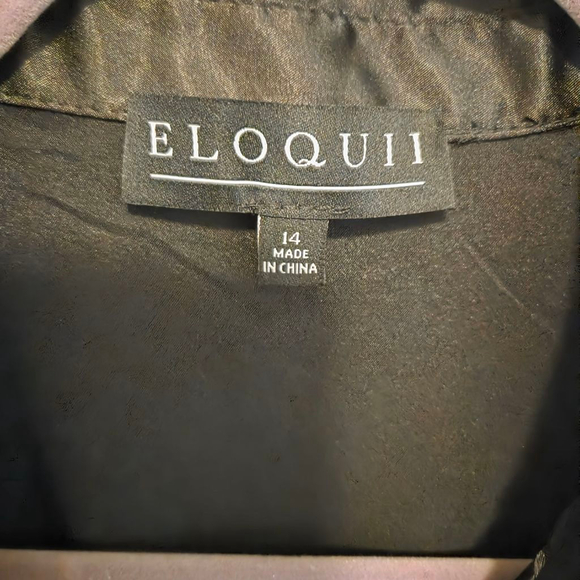 ELOQUII Black Satin Long Sleeve Jumpsuit Plus Size 14 - Picture 7 of 8